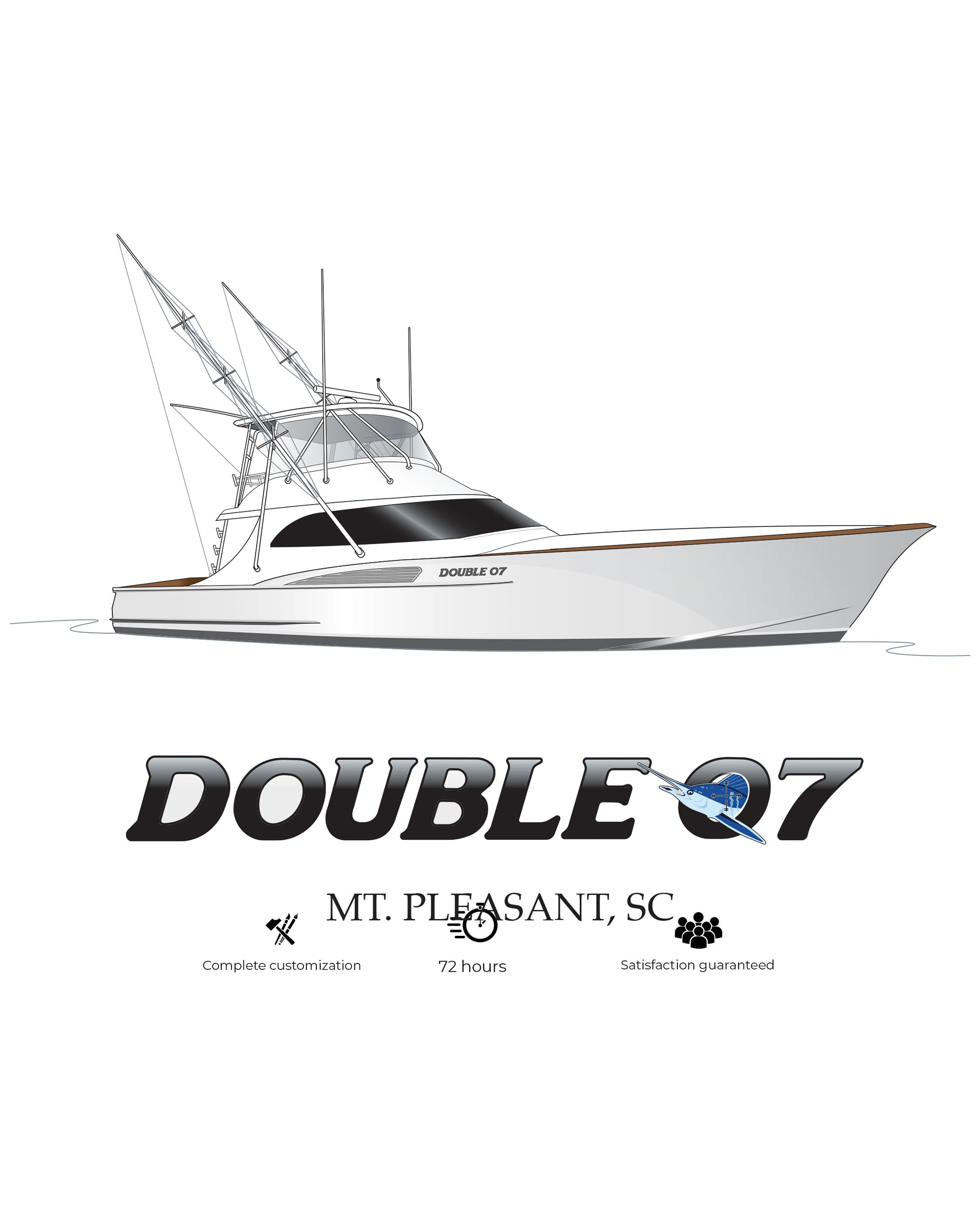 Premium 3D Sportfish Yacht Line Drawing Vector Design – Billfish Gear
