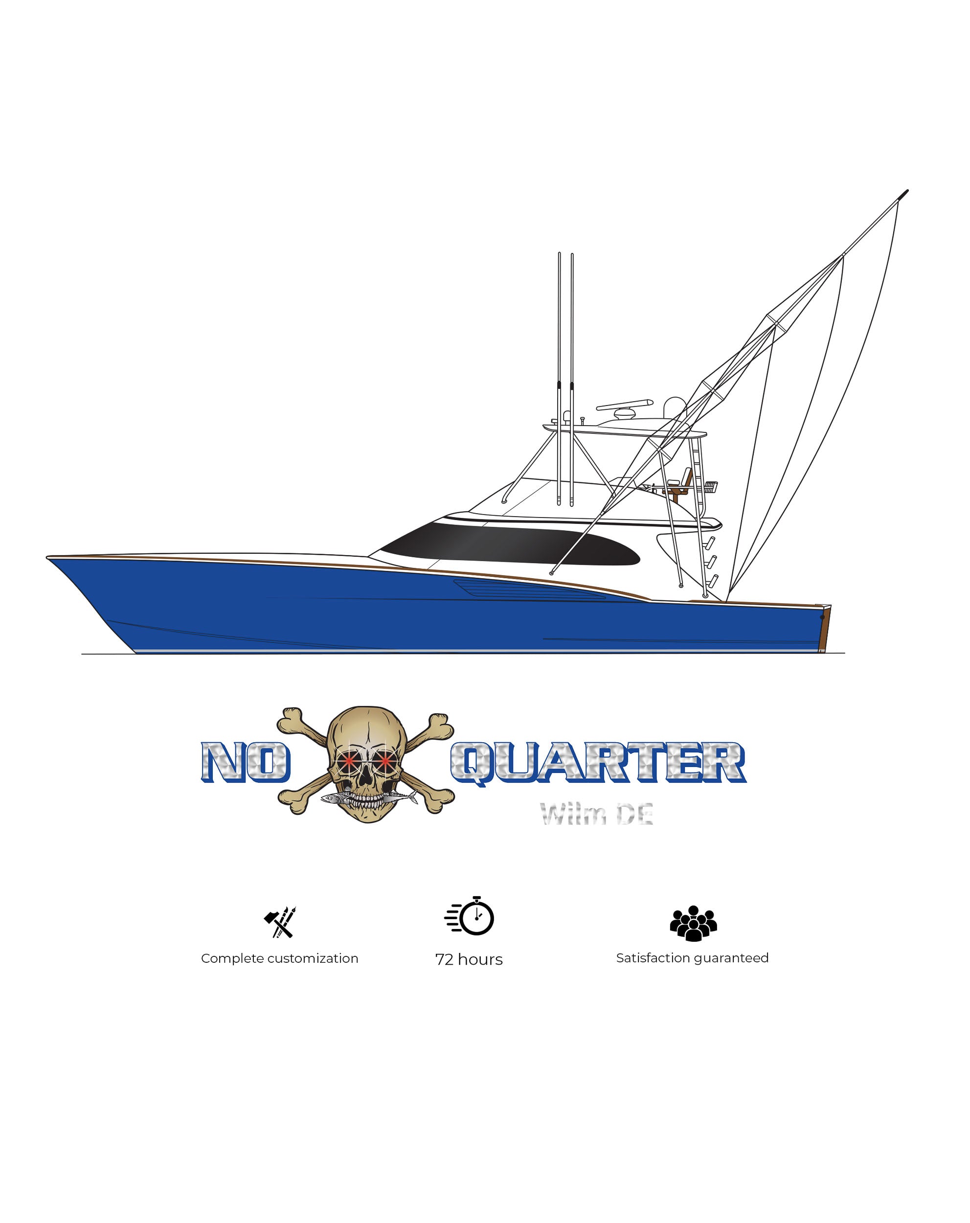 Custom Sportfish Yacht Line Drawing Vector Design – Billfish Gear